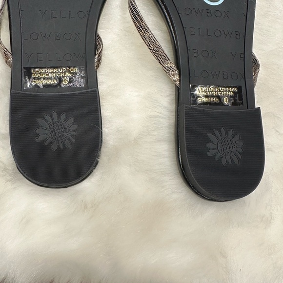 Yellow box, black and bronze flip-flop leather upper CHANNA 8 look new!! - Picture 4 of 8